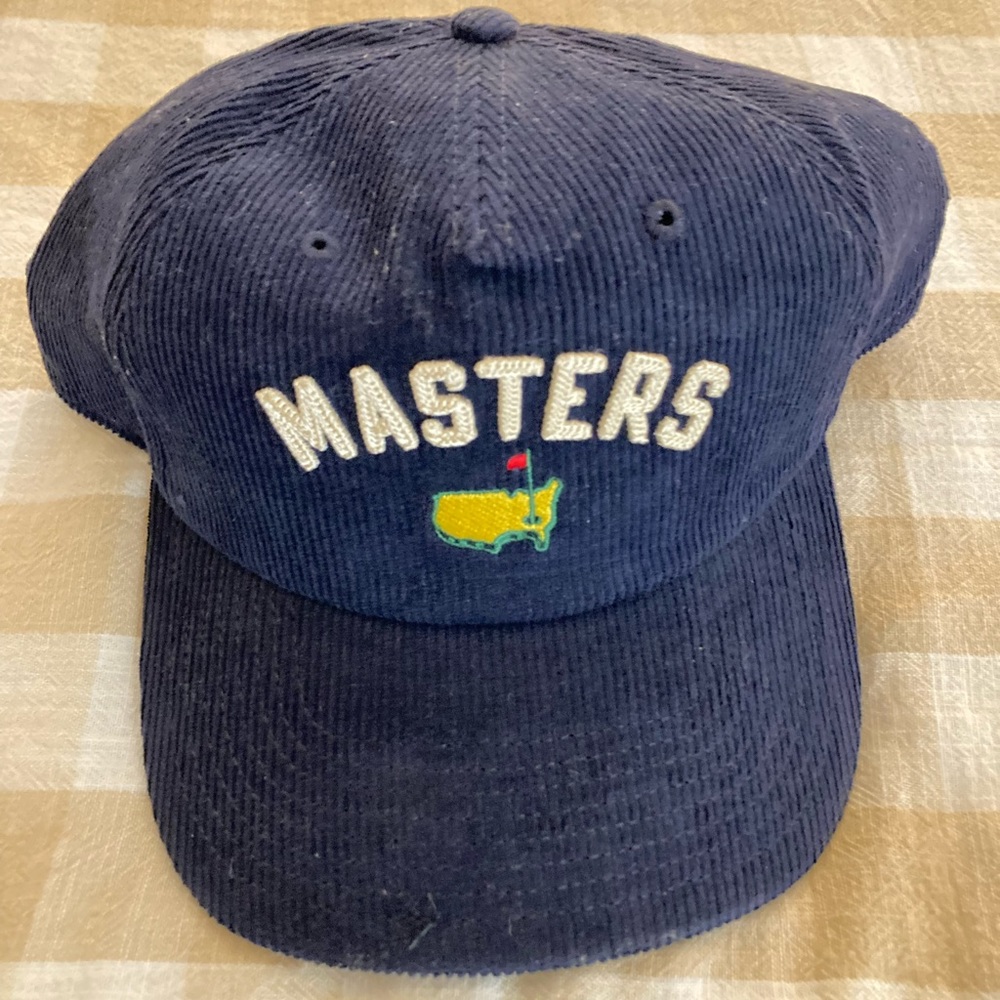 NWT! 2023 Masters Ribbed Corduroy Navy Blue 5 Panel Men’s Hat